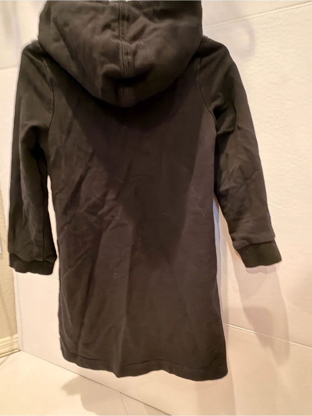 H&M Black Hooded Dress with Yellow Cat Eye Print